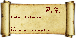 Péter Hilária névjegykártya